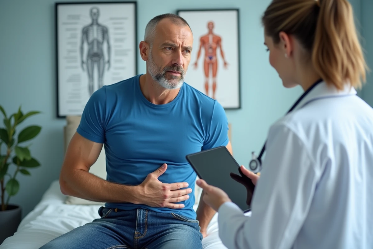 Homme d'âge moyen en consultation médicale