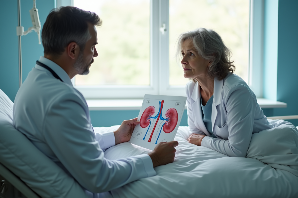 Femme âgée en consultation sur la santé des reins