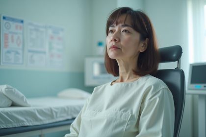 Femme d'&acirc;ge moyen dans un environnement hospitalier