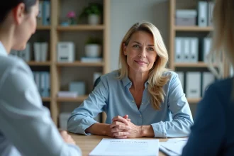 Femme d'âge moyen en consultation dans une clinique moderne
