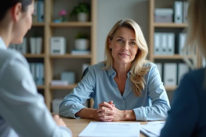 Femme d'&acirc;ge moyen en consultation dans une clinique moderne