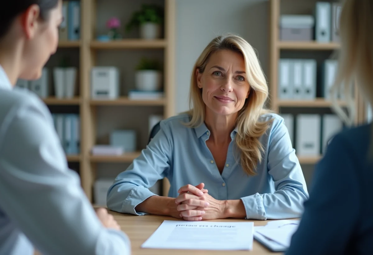 Femme d'âge moyen en consultation dans une clinique moderne