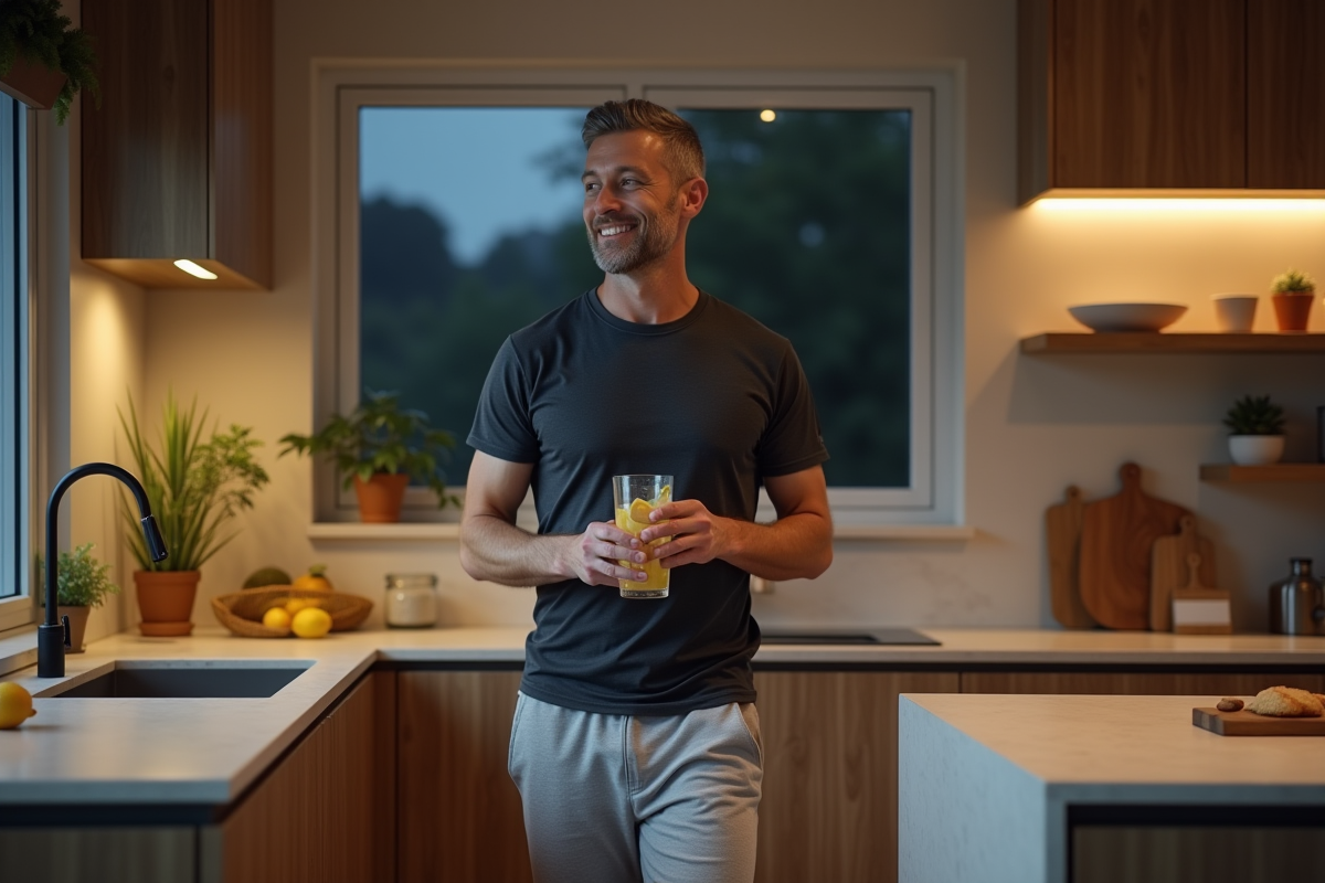 Homme en tenue de sport préparant de l