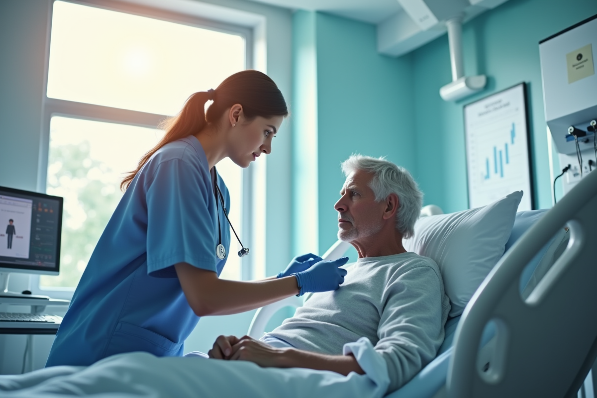 Infirmière vérifiant les signes vitaux dans un hôpital moderne