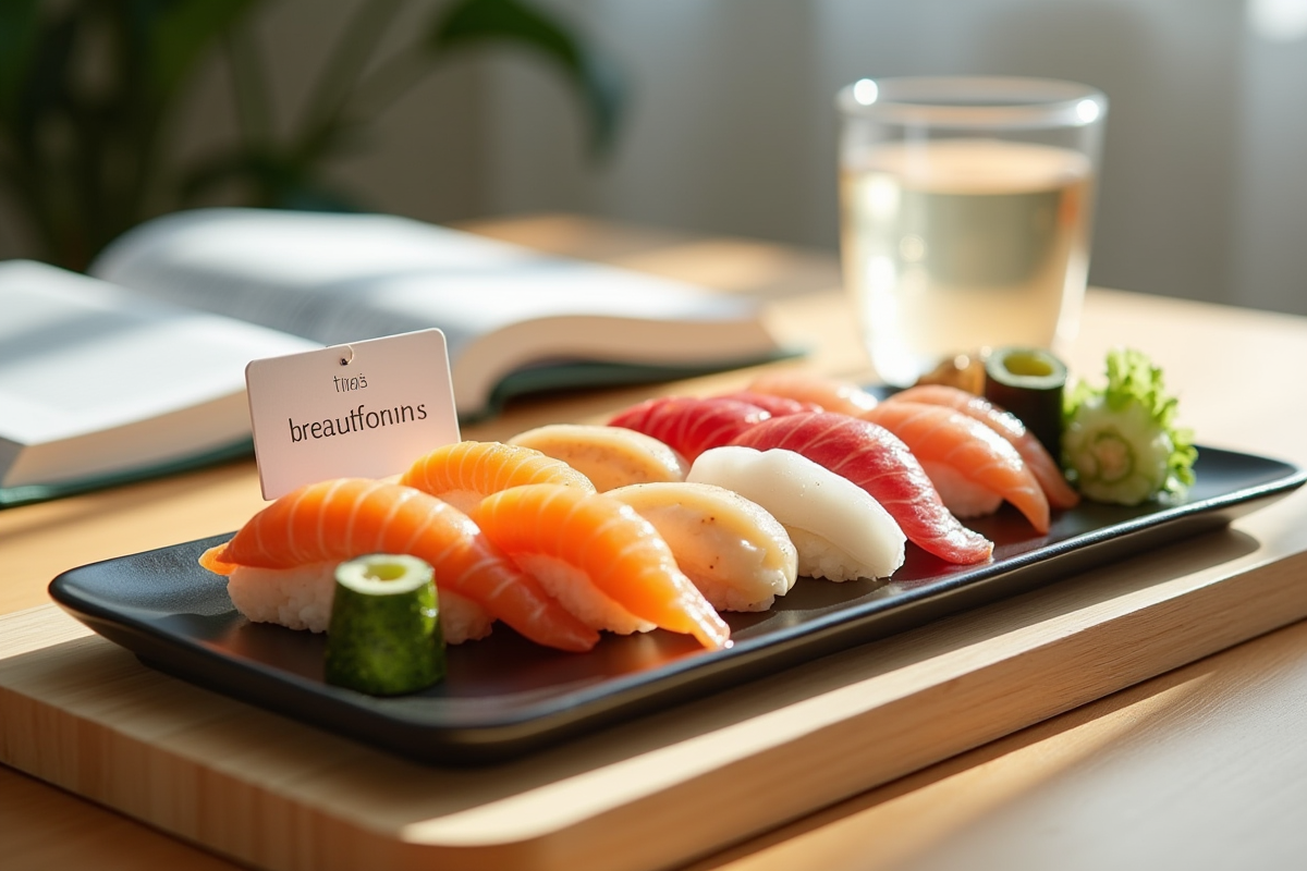 Plateau de sushi avec guide d