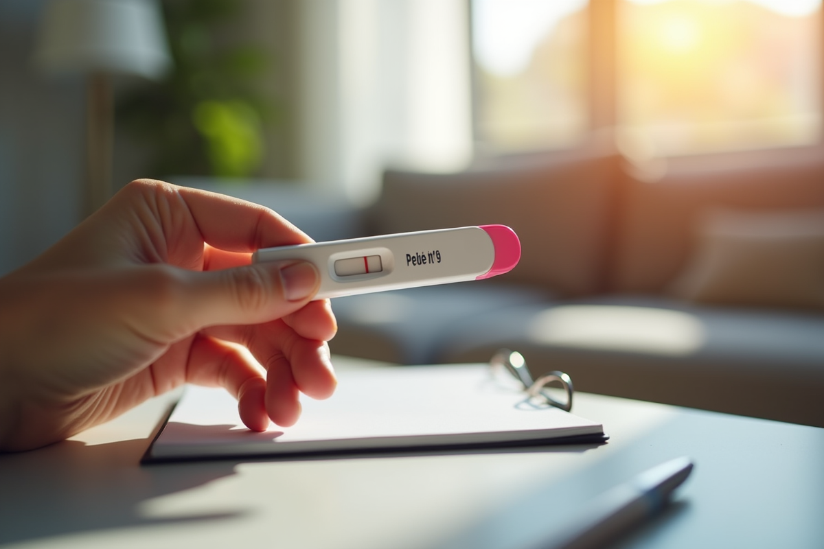 Main tenant un test covid positif avec carnet et stylo